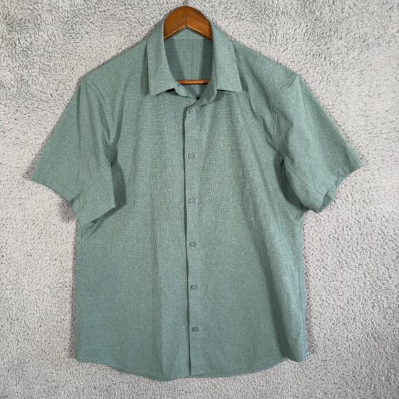 Lululemon Airing Easy Shirt Men Large Button Up Short Sleeve Stretch Performance - Picture 1 of 9
